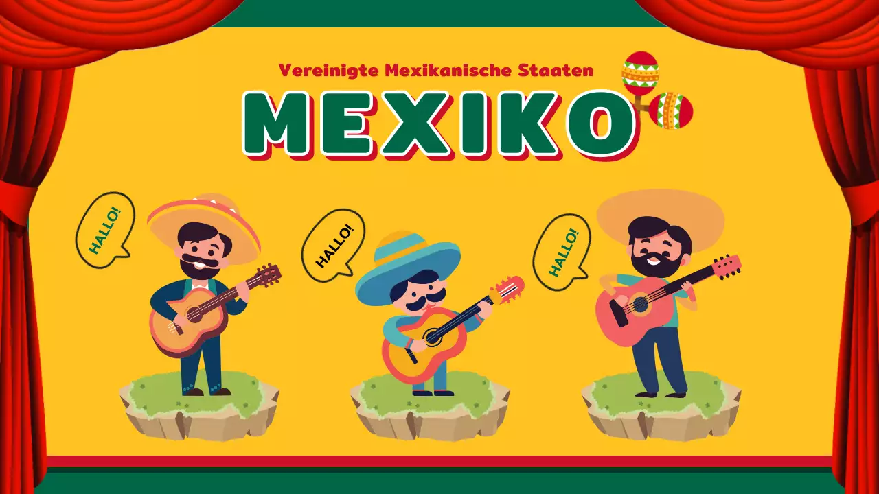 Gelber und roter Kitsch zur Einführung in Mexiko