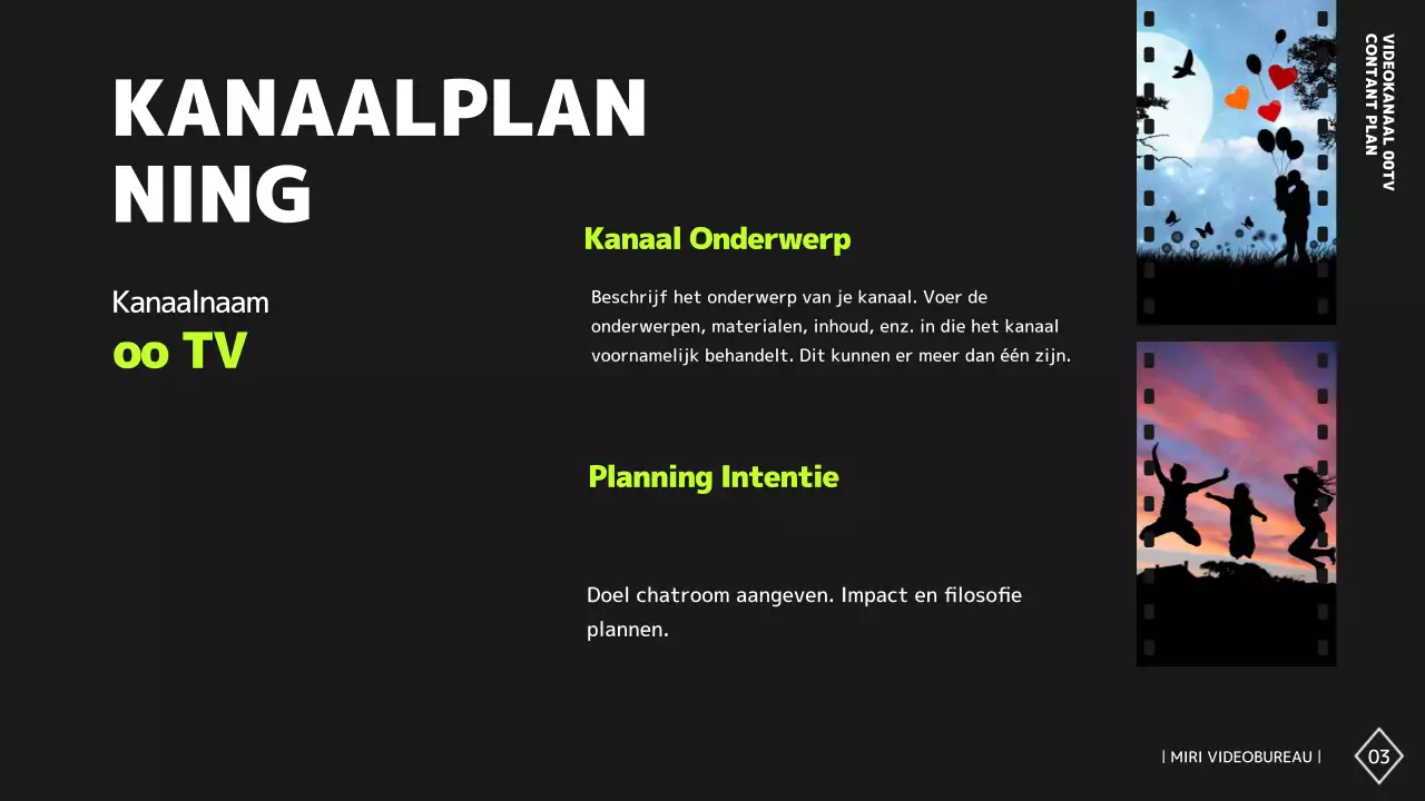 Eenvoudig zwart-wit videokanaalinhoudsplan