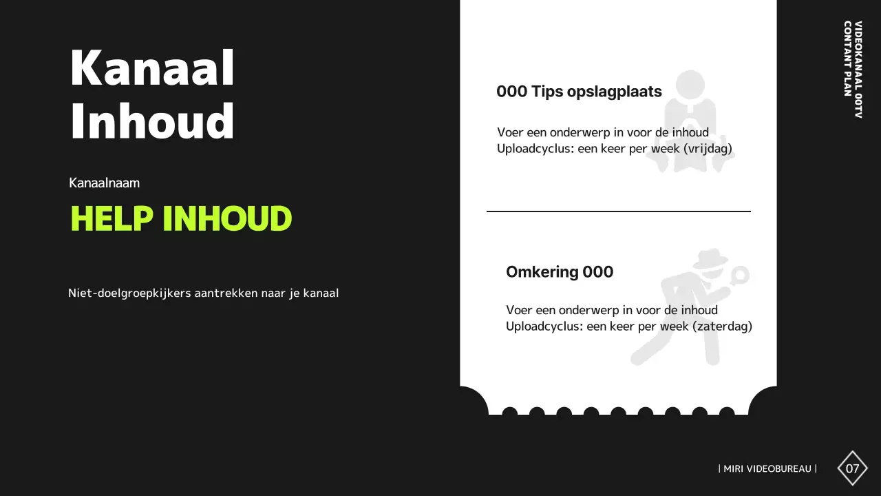 Eenvoudig zwart-wit videokanaalinhoudsplan