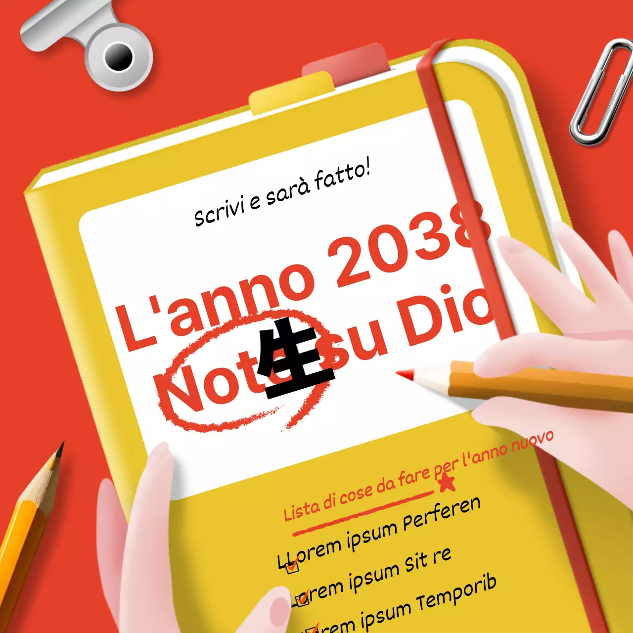 Messaggi di tendenza per i propositi di Capodanno in rosso e giallo