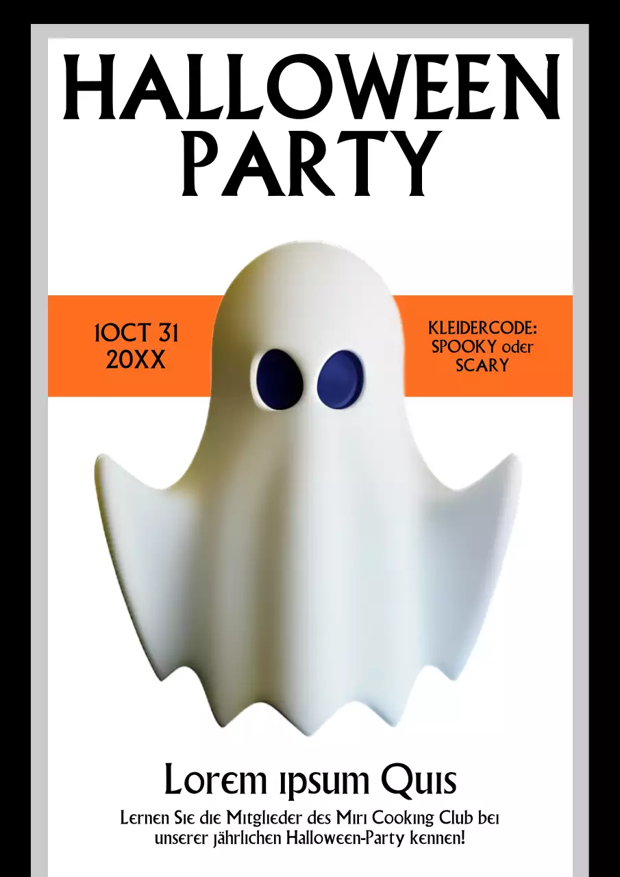 Weiß und schwarz einfache Halloween Party Einladung