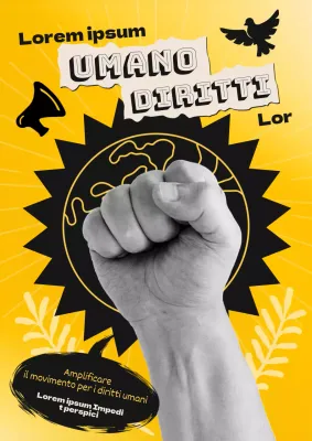 Pubblicità per i diritti umani di tendenza in nero e giallo