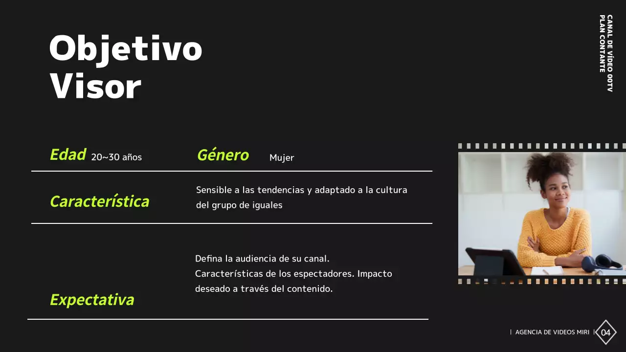 Plan de contenidos de un canal de vídeo sencillo en blanco y negro