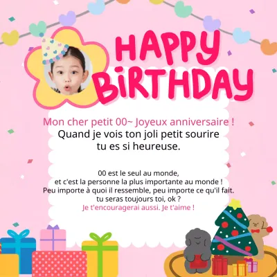 Papeterie d'anniversaire mignonne en rose et rose vif