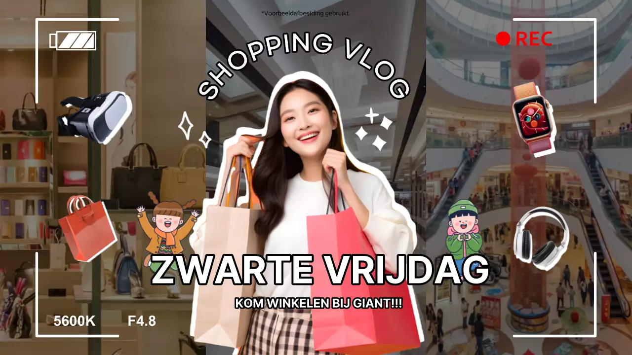 Witte en rode trendy shopping haul reclame