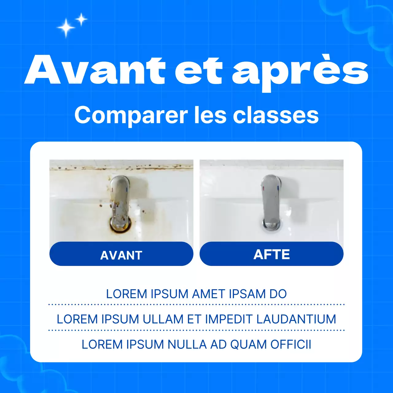 Publicité pour une agence de nettoyage sur fond bleu clair