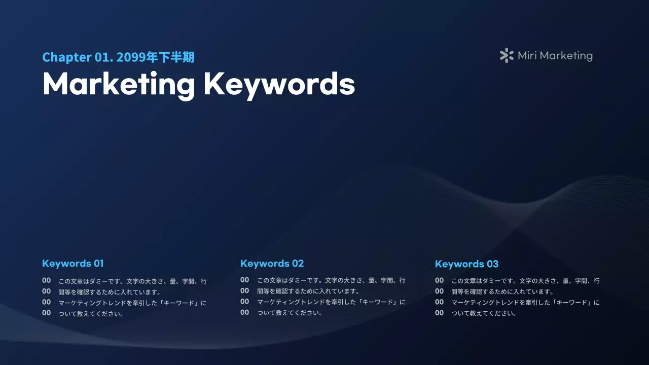 青 モダン マーケティング レポート プレゼンテーション