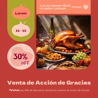Anuncio de venta clásico marrón y naranja de Acción de Gracias