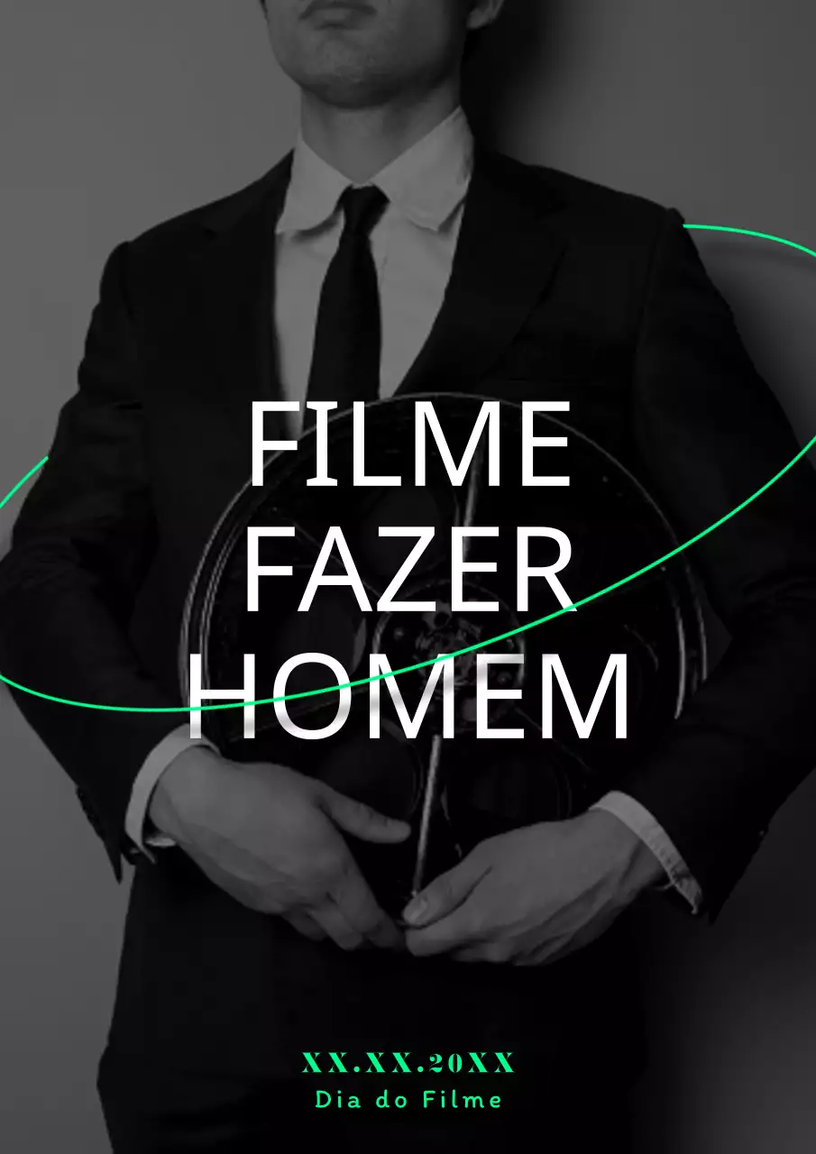 Anúncio do dia do filme moderno a preto e branco