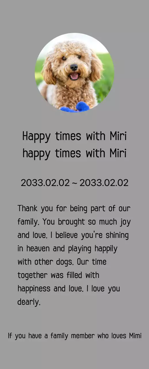 A plaque with a picture of a dog and handwritten text