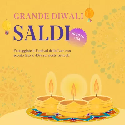 Elegante promozione Diwali in oro e viola