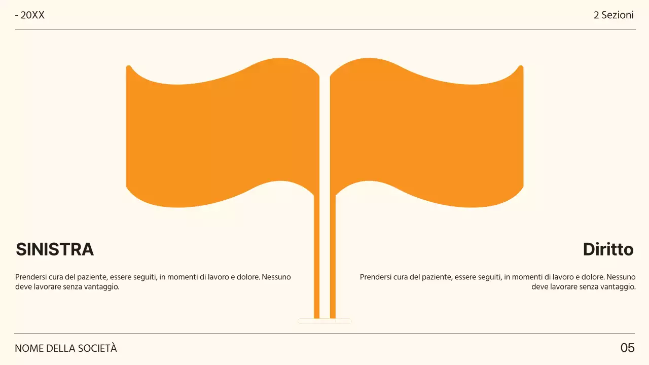 Proposta di obiettivi e finalità di tendenza in nero e arancione