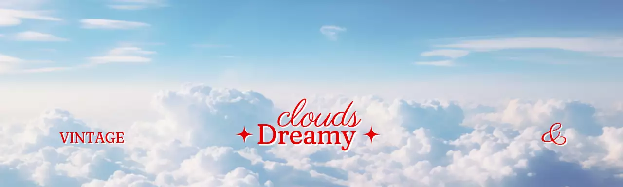 雲の写真を背景にしたヴィンテージ感のある感性豊かなグッズのヘッダータグ