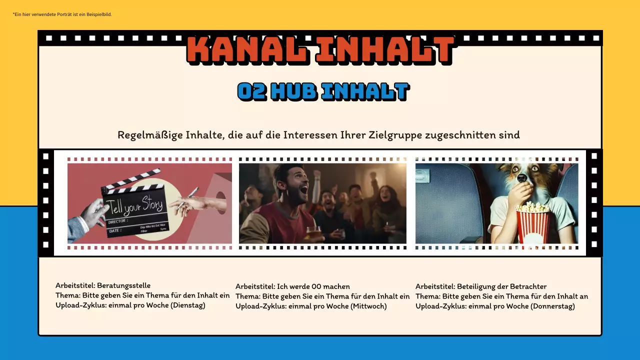 Blauer und gelber Retro-Videokanal Planungsvorschlag