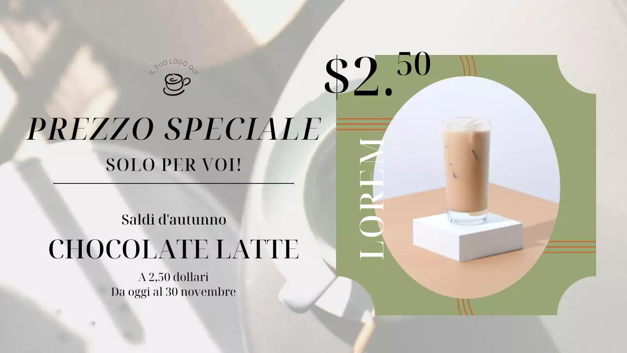 Planner pubblicitario verde e arancione per negozi eleganti