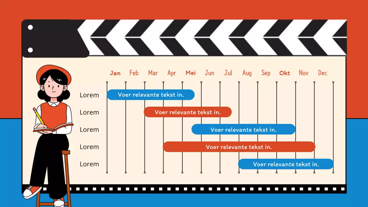 Blauw en Geel Retro Video kanaal planningsvoorstel