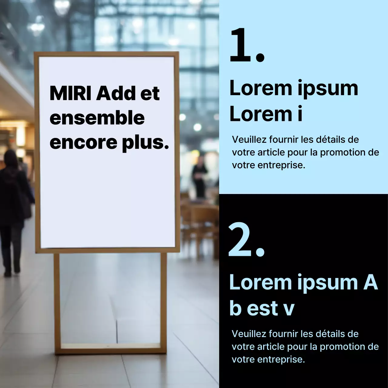 Promouvoir une publicité extérieure simple en blanc et bleu clair