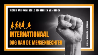 Zwart-oranje hippe advertentie voor de Dag van de Mensenrechten