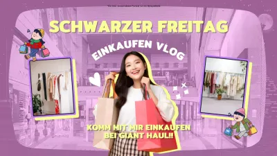 Lila und gelbe trendige Einkaufstour Werbung