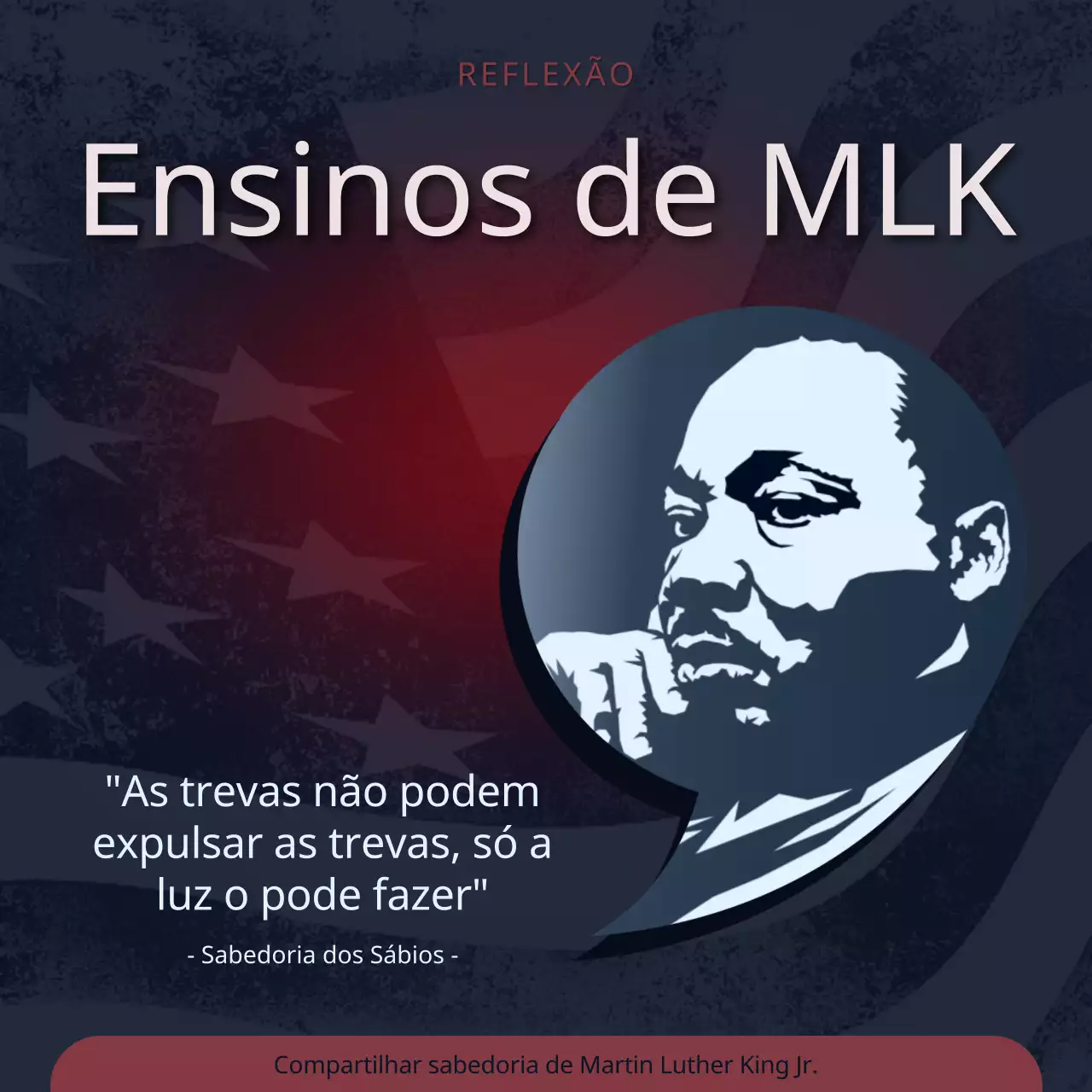 Anúncio clássico do Dia de Martin Luther King em azul-marinho e vermelho