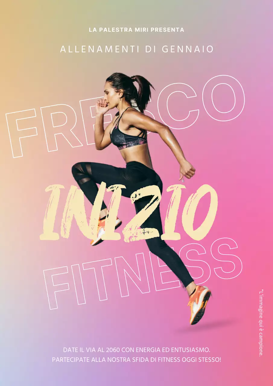 Pubblicità per palestra fitness trendy rosa e gialla