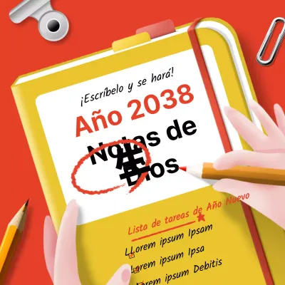 Resoluciones de Año Nuevo en rojo y amarillo