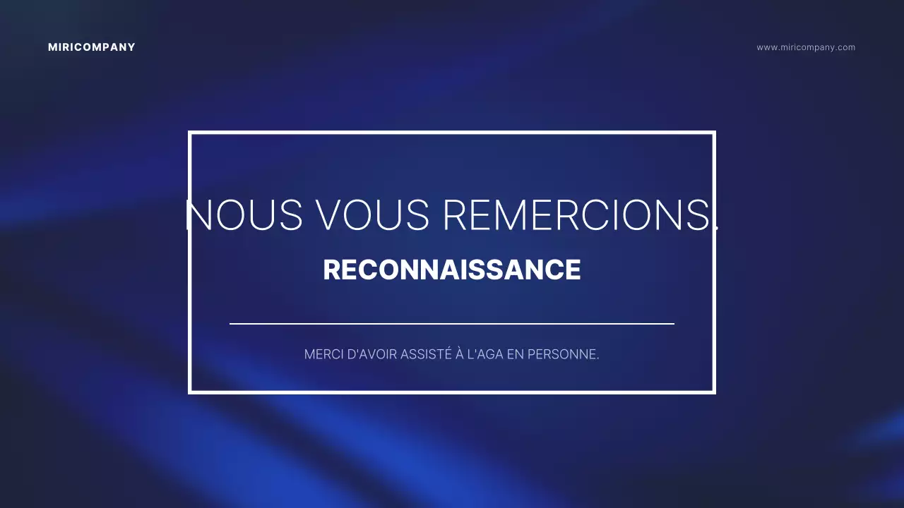 Présentation de l'assemblée générale sur fond indigo