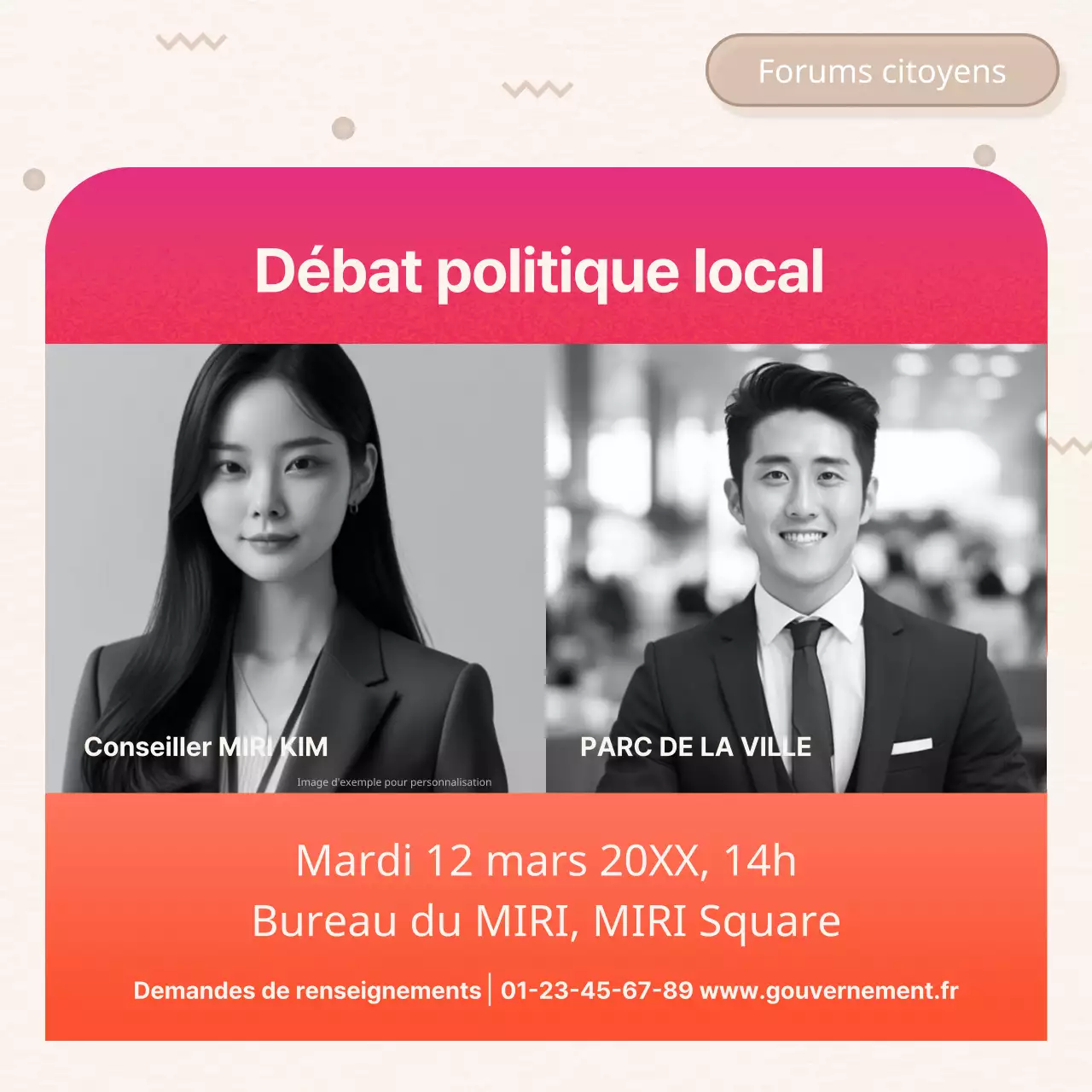 Rapport sur la politique civique rose vif et orange