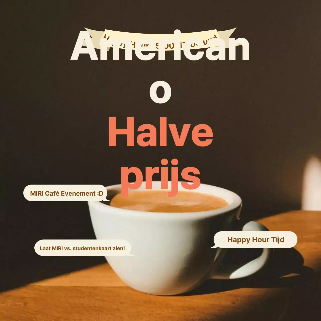 Een minimalistisch café-evenement in bruin en ivoor promoten