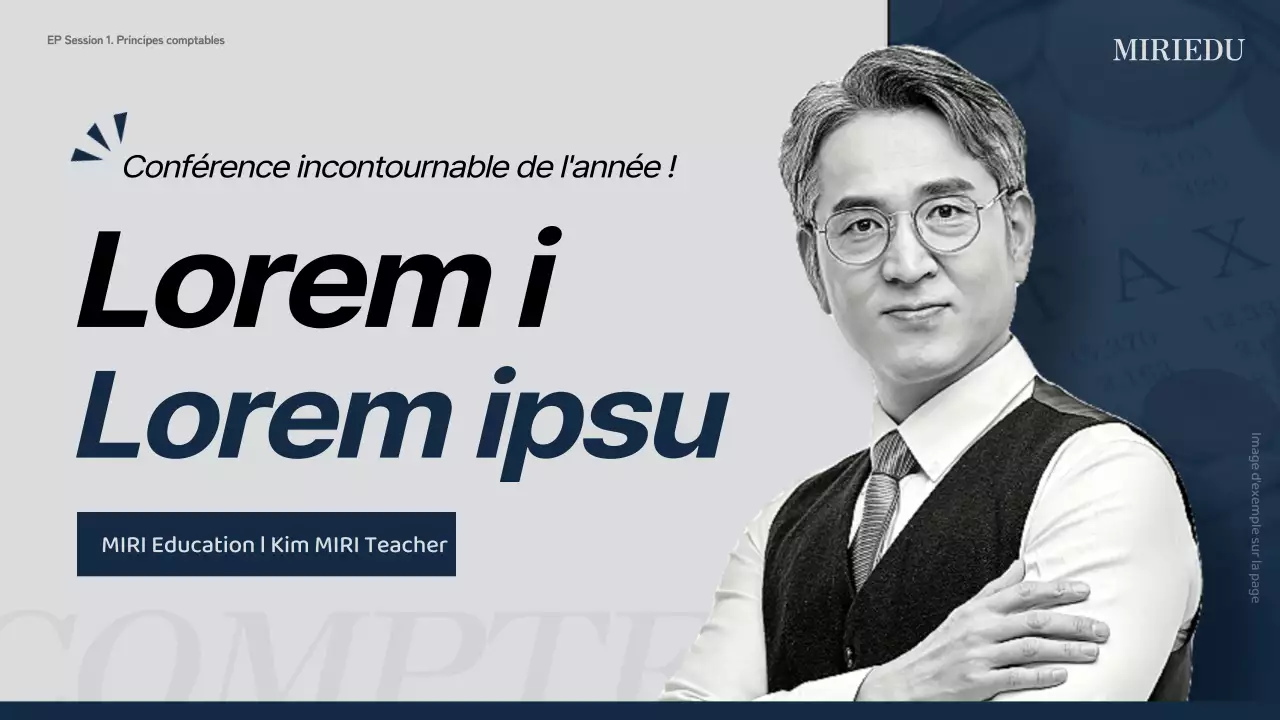 A propos du cours sur les principes comptables simples en gris et bleu marine