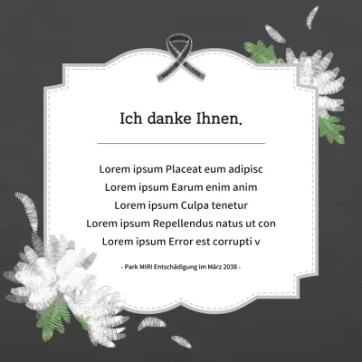 Elegantes Kondolenz-Dankeschön-Briefpapier in Schwarz und Weiß