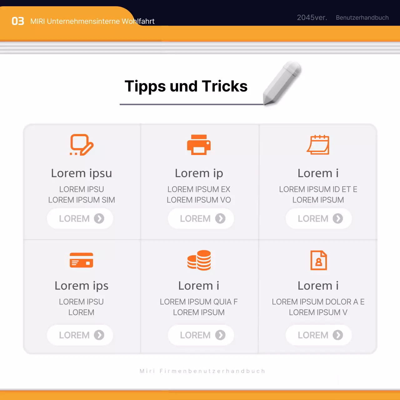 Einfache schwarz-orangefarbene Schulungsunterlagen für neue Mitarbeiter