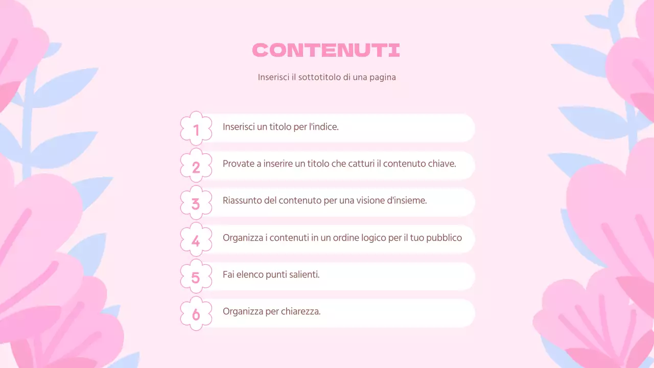 Un planner per un festival floreale primaverile, con tonalità di rosa e azzurro.