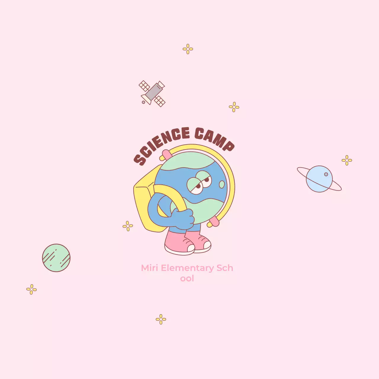 Suvenir Hari Sains dengan ilustrasi Bumi yang lucu