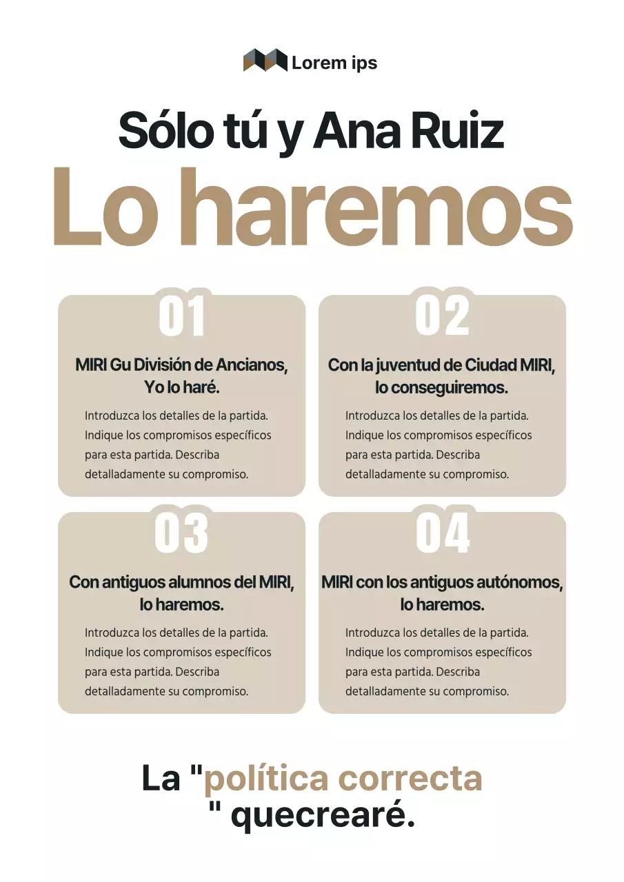 Una sencilla campaña electoral parlamentaria en beige y negro