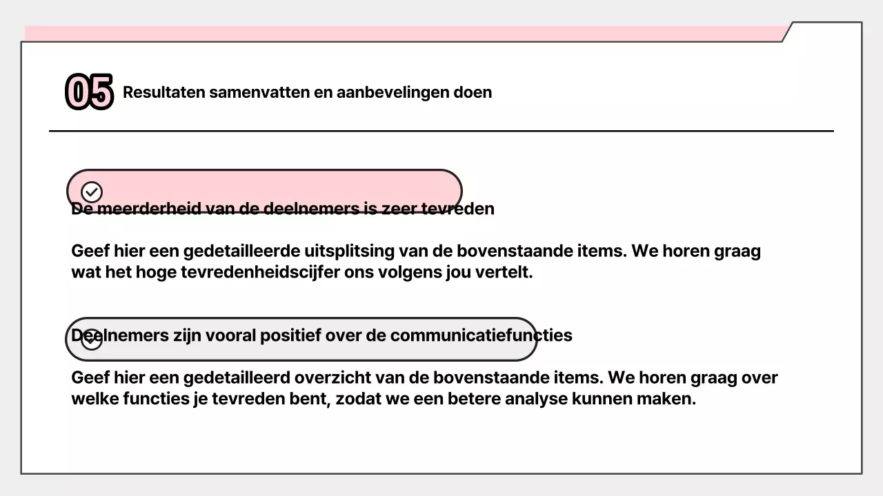 Eenvoudig rapport met roze enquêteresultaten