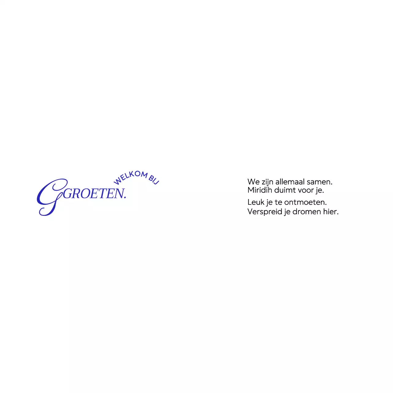 Een zakelijke welkomstkit met een stijlvolle, vintage uitstraling met blauwe cursieve en schreefloze tekst.