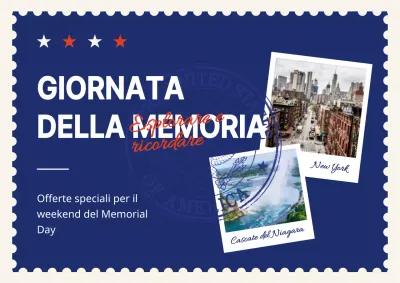Pubblicità d'epoca per la Giornata della Memoria in bianco e blu