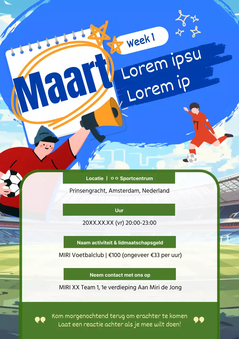 Aankondiging van de Green and Blue Basics Voetbal Club