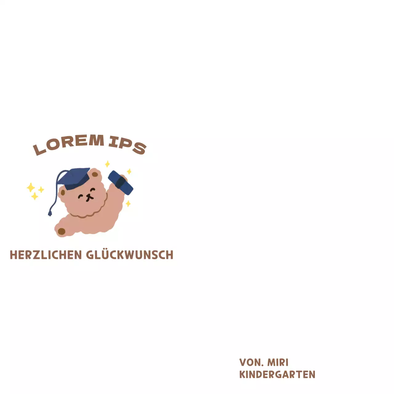 Eine süße Abschlusszeichnung mit einem Teddybär-Handabdruck