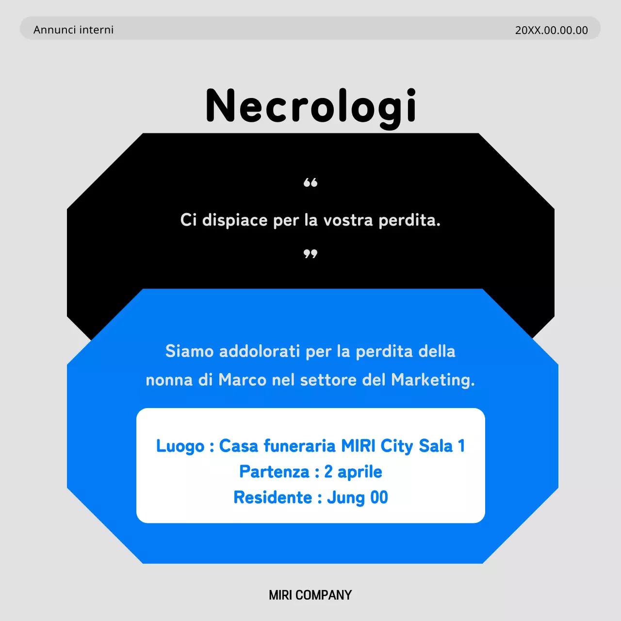 Promuovere le questioni interne con un look minimalista blu e grigio