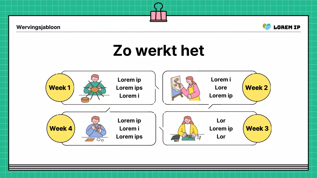 Een kitscherige groen-gele wervingsgids voor je programma