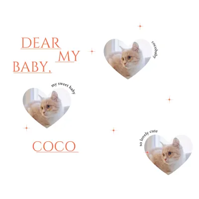 Merchandise menggemaskan dengan foto hati kucing dan kilau merah