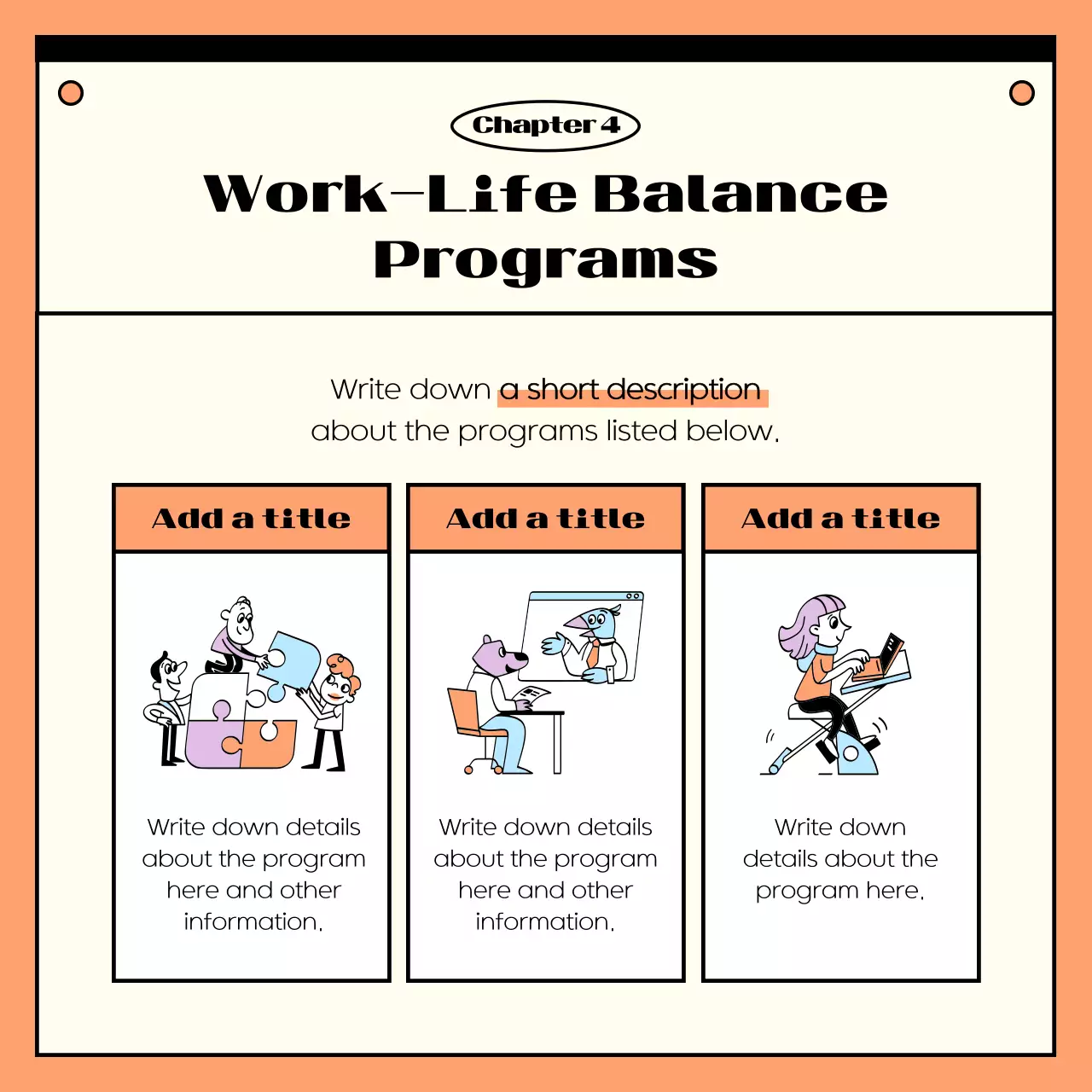 Orange Retro Work-Life Guide Instagram Carousel