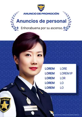 Un sencillo anuncio de felicitación en azul marino y blanco