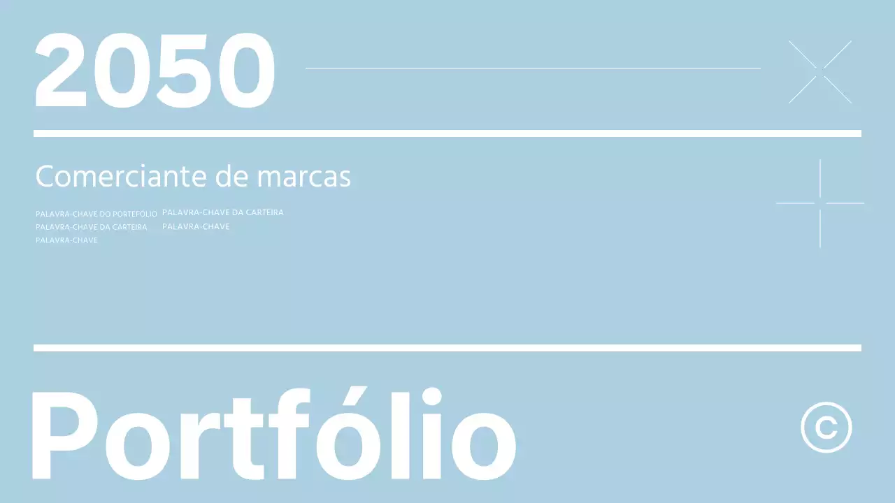 Apresentação do portefólio de um profissional de marketing de marca moderno em azul claro e branco