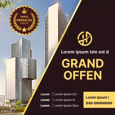 Werbung für Besichtigungstermine in einem einfachen braun-goldenen Musterhaus