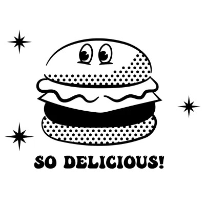 Nero Hamburger Dot Cartoon Cartoon Illustrazione