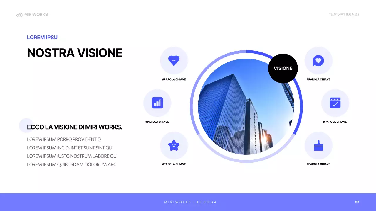 Una semplice lettera di presentazione aziendale in blu e malva