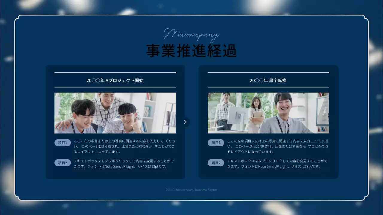 青 シンプル ビジネス 報告書 プレゼンテーション